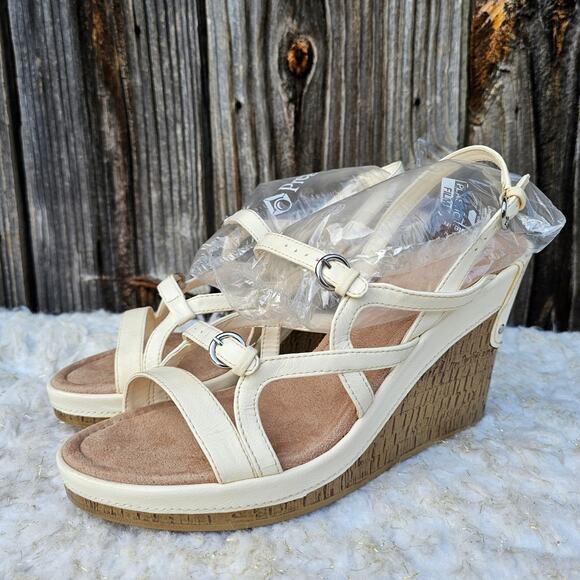 Off White Cage Platform Cork Wedge Heeled Sandals Aerosoles Popularity Size 11 - Picture 3 of 13